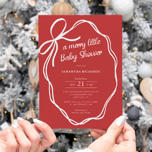 Convite Arcos de coqueteleira vermelho de Natal baby showe