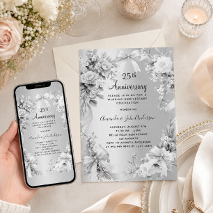Convite arcos de prata do aniversário de 25 casamento