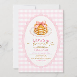 Convite Arcos e Brunch Chá de Bebê Xadrez Rosa