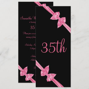 Convite Arcos Elegante de Satin Rosa, 35º Aniversário