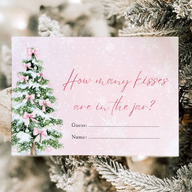 Convite Arcos Natal Quantos Jogo de Chá de fraldas De Beij (Pink Bows Christmas How Many Kisses Baby Shower Game)