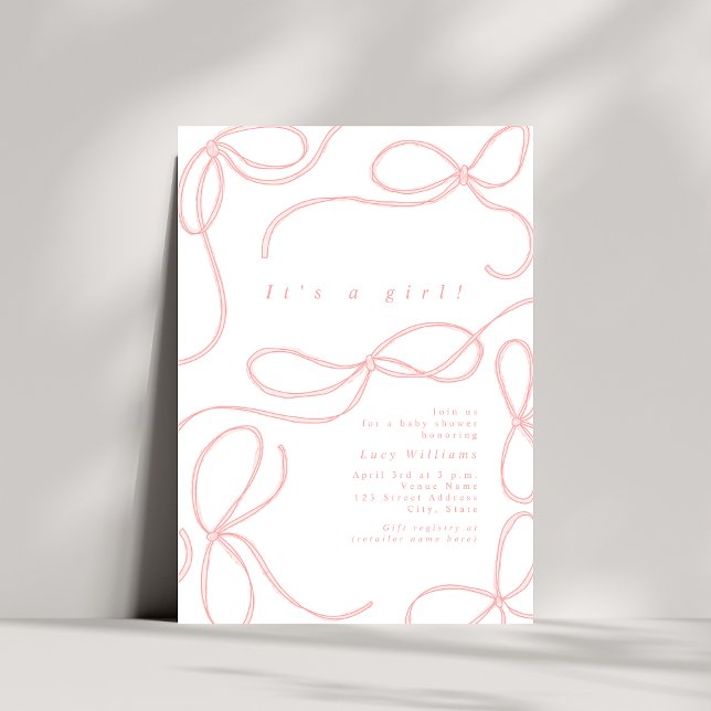 Convite Arcos Rosa Delicados Coqueta Chá de fraldas Rapari (Criador carregado)