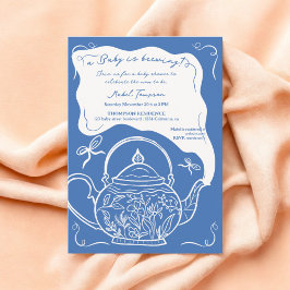 Convite Arcos vermelhos bule bebê está criando chá
