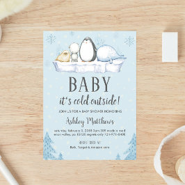 Convite Arctic Winter Baby Shower with Woodland Animals