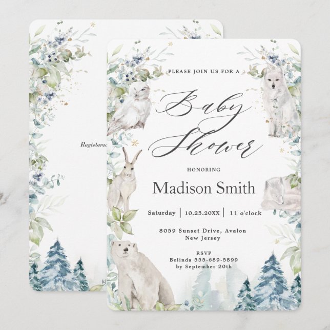 Convite Árctico Inverno Chá de fraldas alpino Neutro   (Frente/Verso)