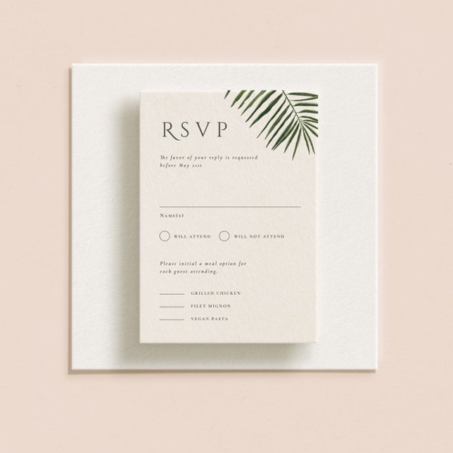 Convite Areca Modern Watercolor Palm Wedding RSVP (Criador carregado)