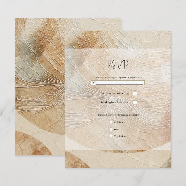 Convite Arejado Neutro Elemento Natural Boêmio Boho RSVP (Frente/Verso)