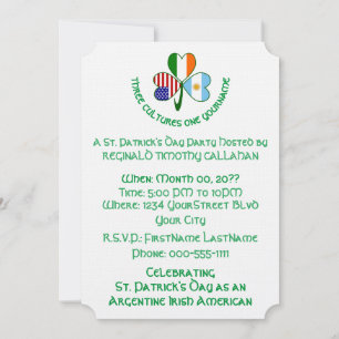 Convite Argentina Irlanda EUA Trevo Bandeira
