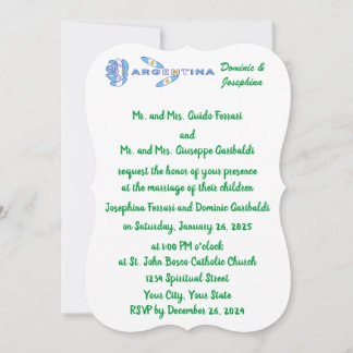 Convite Argentine Rose Flag Personalized Wedding