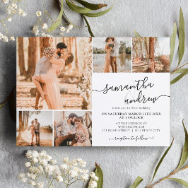 Convite Argumento branco preto 6 fotos casamento