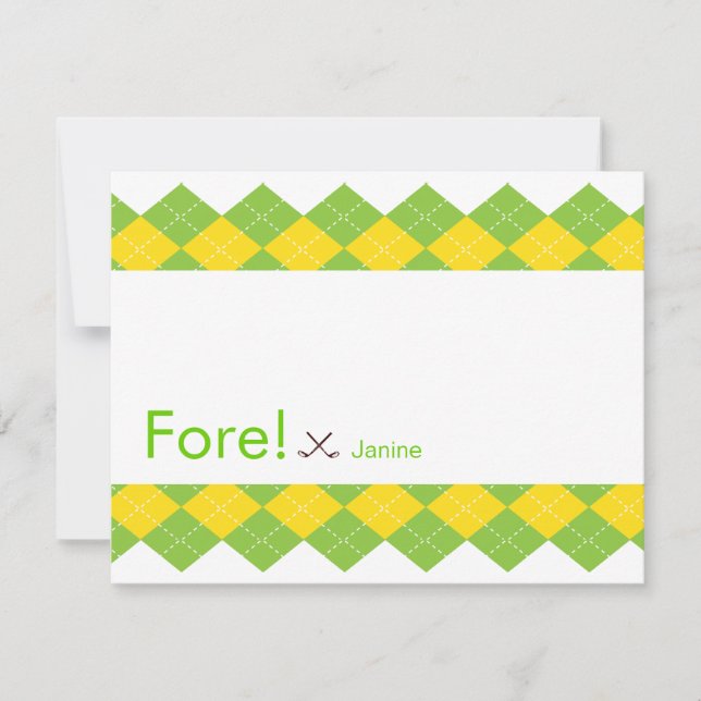 Convite Argyle Preppy do Partido Golf (Frente)