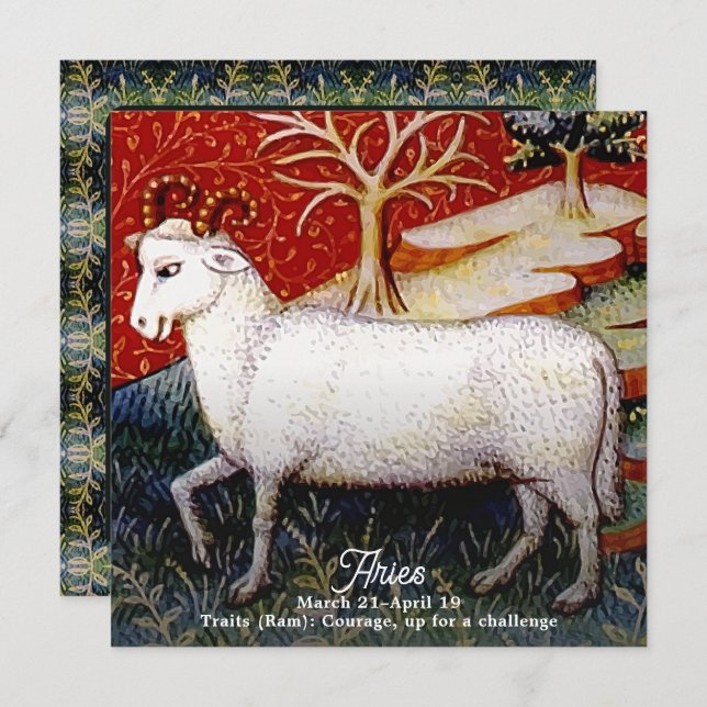 Convite Aria a Festa de aniversário do Ram Zodiac Sinal (Frente/Verso)