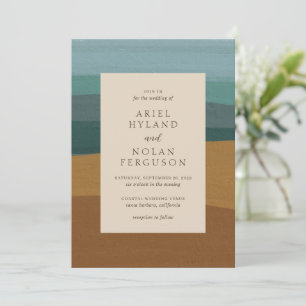 Convite Ariel Abstrato Coastal Modern Wedding
