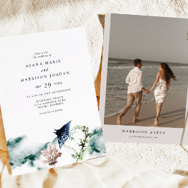 Convite ARIEL Tropical Ocean Coral Manta Ray Beach Foto