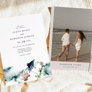 Convite ARIEL Tropical Ocean Coral Manta Ray Beach Foto