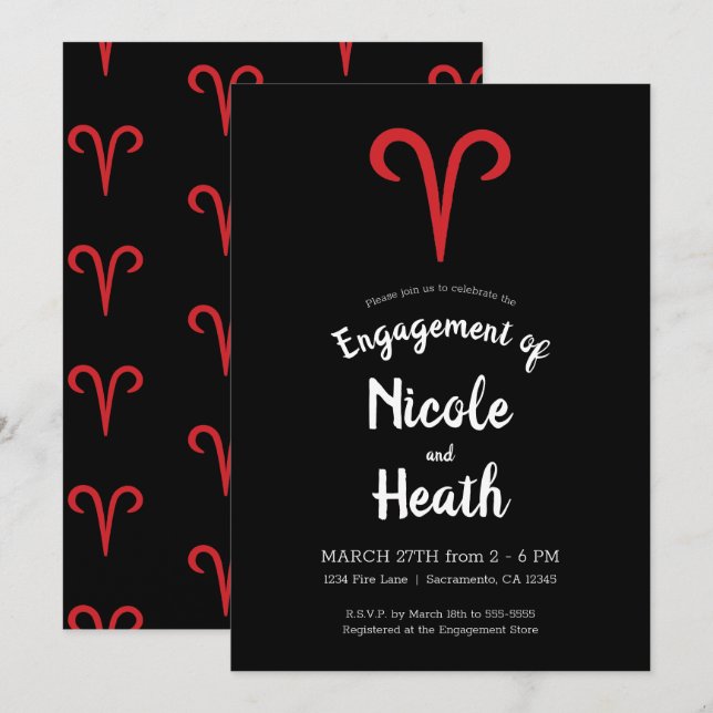 Convite Áries Carneiro Zodíaco Março Abril Astrologia Envo (Frente/Verso)