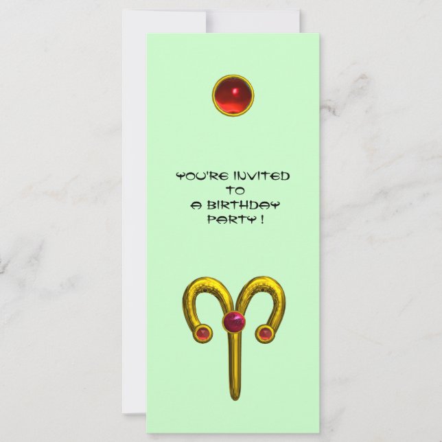 Convite ARIES RUBY, amarelo brilhante vermelho (Frente)