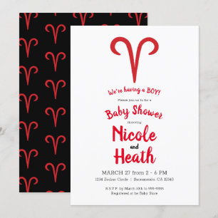 Convite ARIETE Carneiro Vermelho Astrologia Zodíaco Chuv d