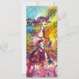 Convite ARLECCHINA VIOLINISTA Festa de Mardi Gras com Másc