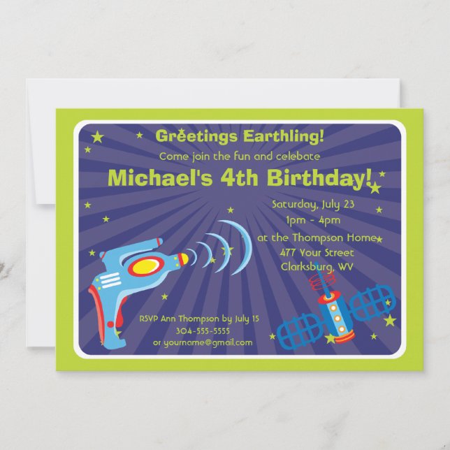 Convite Arma de raio estrangeira customizável (Frente)