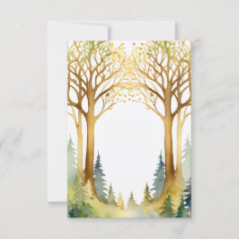 Convite armação romântica de casamento madeira dourada