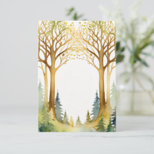 Convite armação romântica de casamento madeira dourada