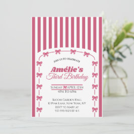 Convite Armadillo Rosa Vintage Coqueteleira Laço Menina 3º
