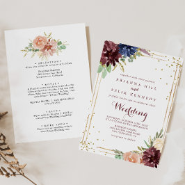 Convite Armamento Dourado Geométrico à Frente e Trás