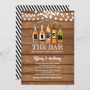 Convite Armazene a madeira rústica da festa de noivado do