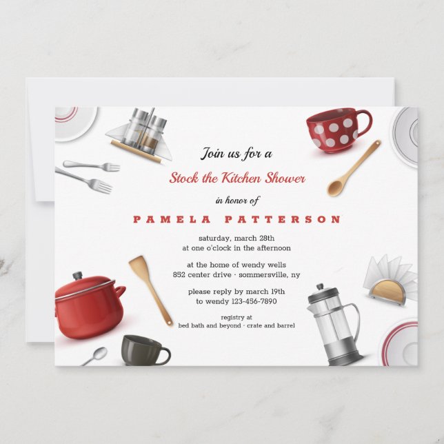 Convite Armazene o Chá de panela da cozinha (Frente)