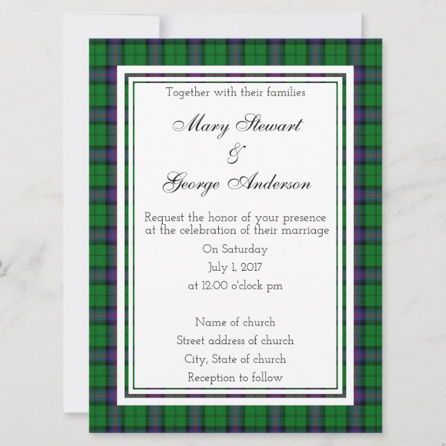 Convite Armstrong Scottish Weding (Frente)