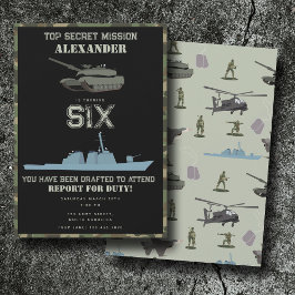 Convite Army Military Camouflage Green Camo Birthday