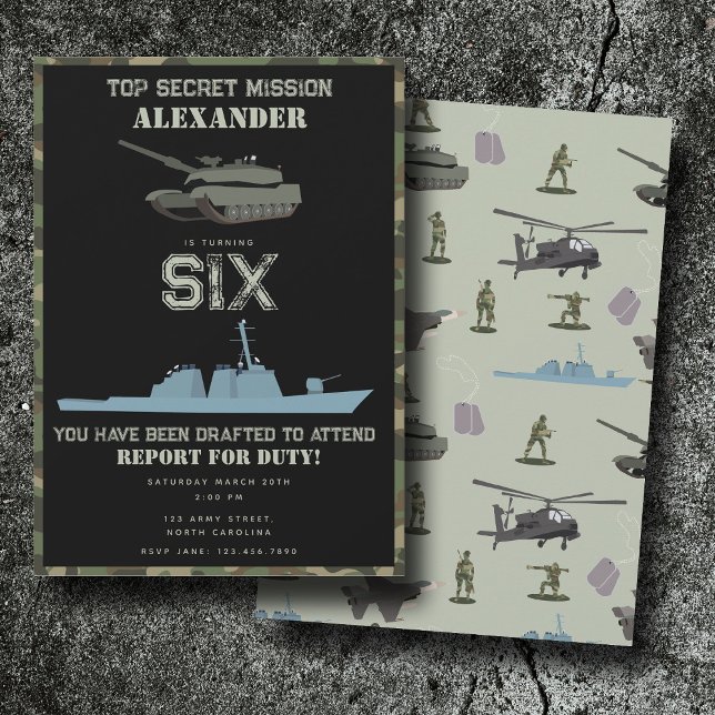 Convite Army Military Camouflage Green Camo Birthday (Army Military Camouflage Green Camo Birthday Invitation)