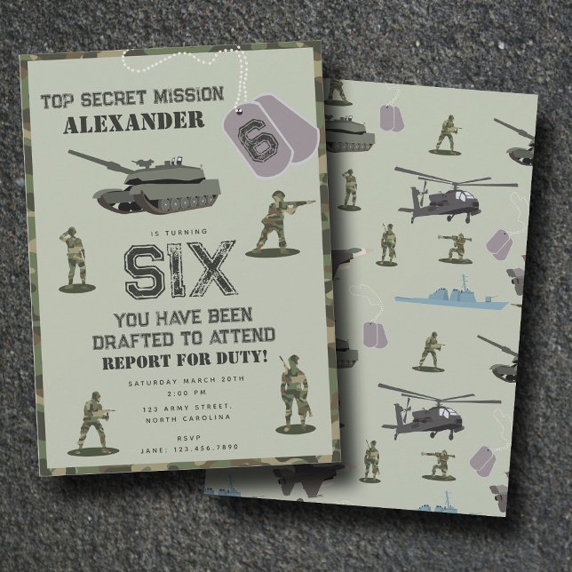 Convite Army Military Camouflage Green Camo Birthday (Army Military Camouflage Green Camo Birthday Invitation)