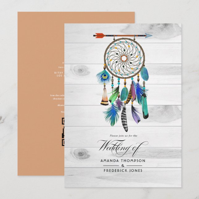 Convite Aro Native Americano Boêmio Casamento (Frente/Verso)