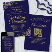 Arquivo Dourado no Casamento do Código QR Elegante