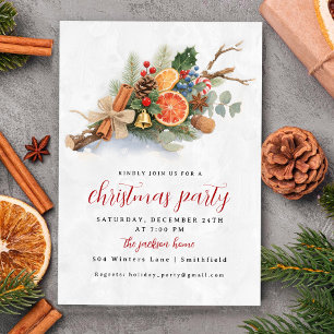 Convite Arranjo Botânico de Natal em Aquarela Rústica