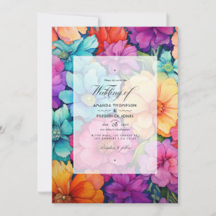 Convite Arranjo Brilhante Floral Casamento de Verão