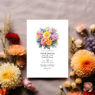 Convite Arranjo Brilhante Floral Casamento de Verão