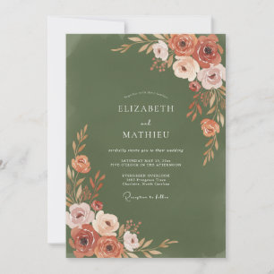 Convite Arranjo de Casamento Floral Luxuriante de Terracot
