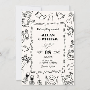 Convite Arranjo de esboço de linha de casamento