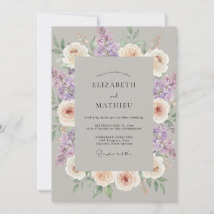 Convite Arranjo de Flores de Lavanda Casamento