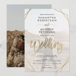 Convite Arranjo de fotos simples com quadro de ouro modern