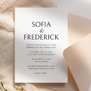 Convite Arranjo Elegante Moderno de Casamento Negro e Bran