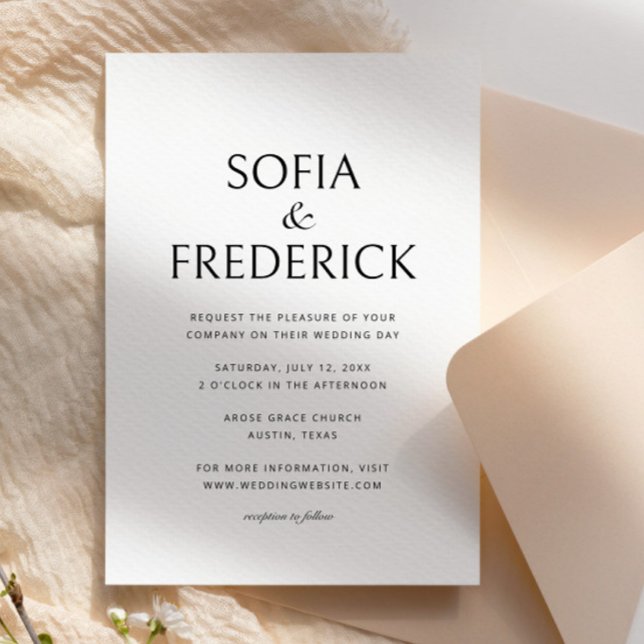 Convite Arranjo Elegante Moderno de Casamento Negro e Bran (Criador carregado)