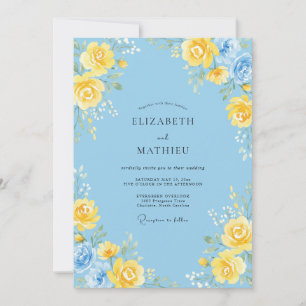 Convite Arranjo Floral Azul Céu Casamento