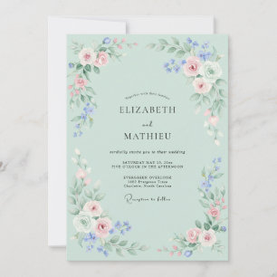 Convite Arranjo Floral Beijo de Hortelã Casamento