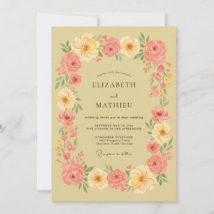 Convite Arranjo Floral Coral Blush Casamento