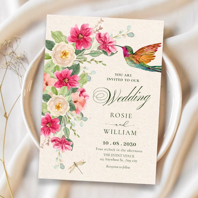 Convite Arranjo floral de casamento elegante e suave (Criador carregado)
