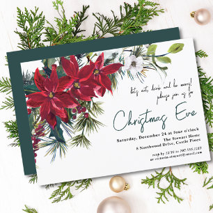 Convite Arranjo Floral de Natal Poinsettia   Jantar de Vés